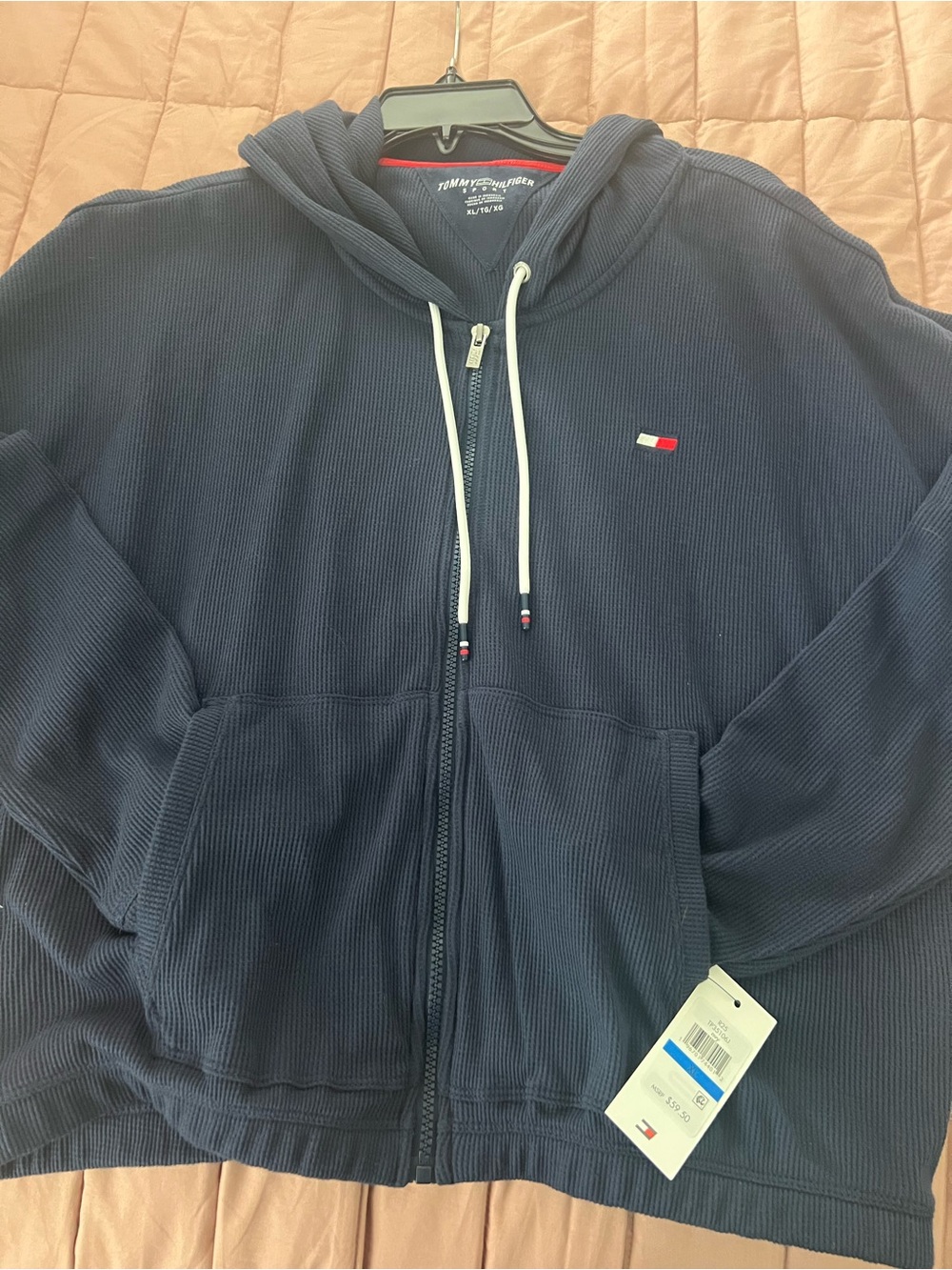 Tommy Hilfiger Unisex Navy Full-Zip Hooded Logo Sweatshirt/ jacket